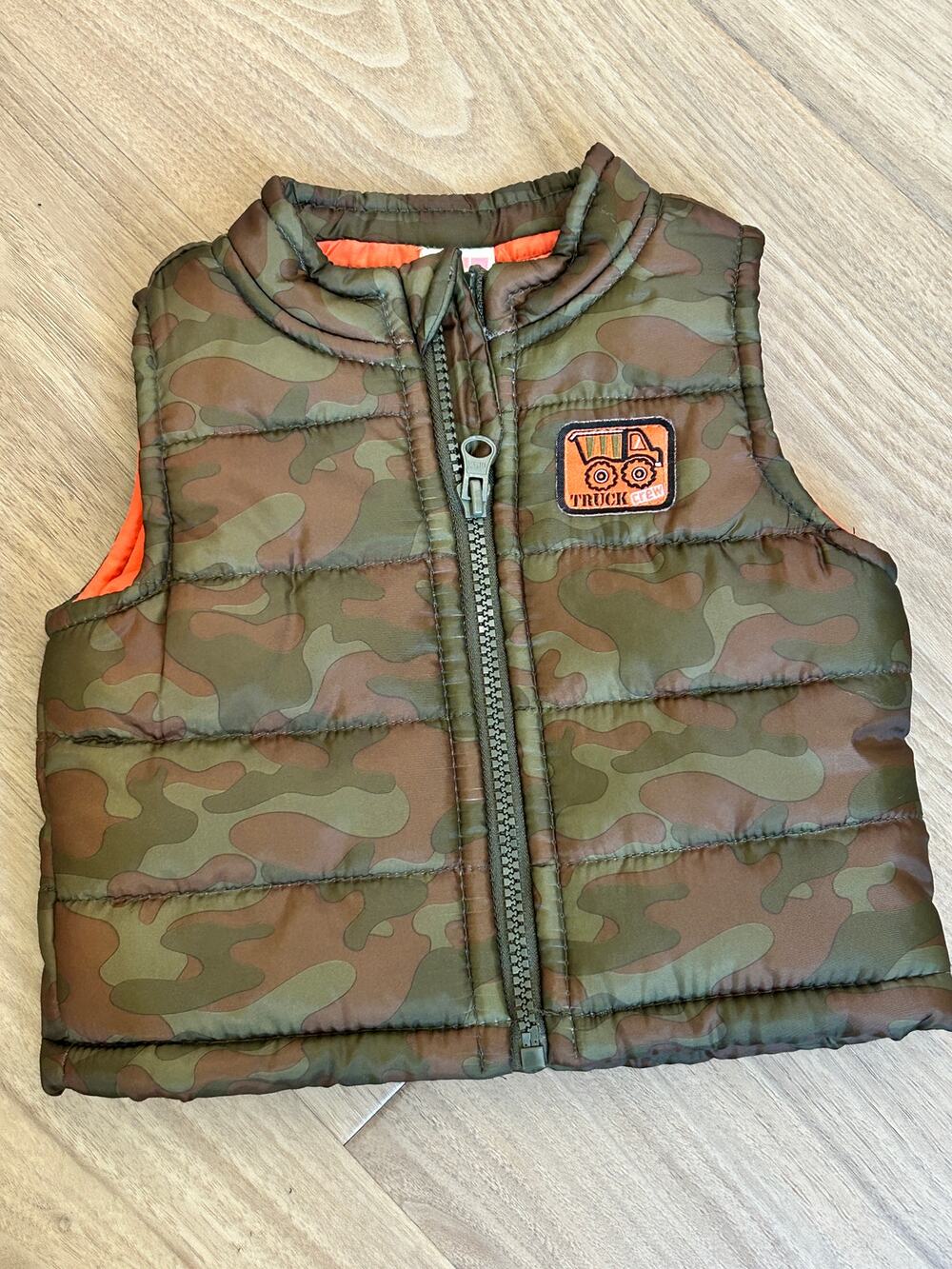 Excellent Condition Boys 3/6 Month Healthtex Truck Crew Camo Puffer Vest